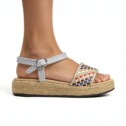 Metallic Cross‑Ankle Espadrille R415